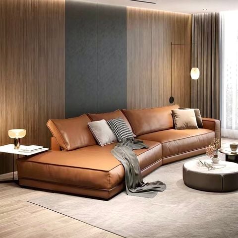 Ghế Sofa góc da bò màu trắng xám BSF190