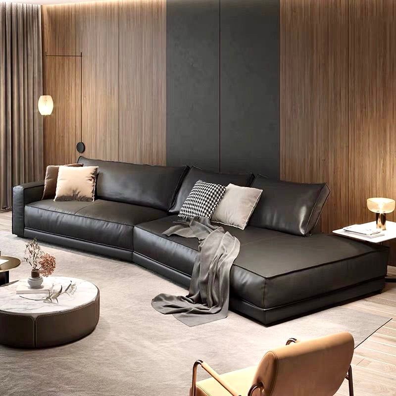 Ghế Sofa góc da bò màu trắng xám BSF190
