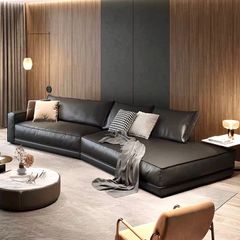 Ghế Sofa góc da bò màu trắng xám BSF190