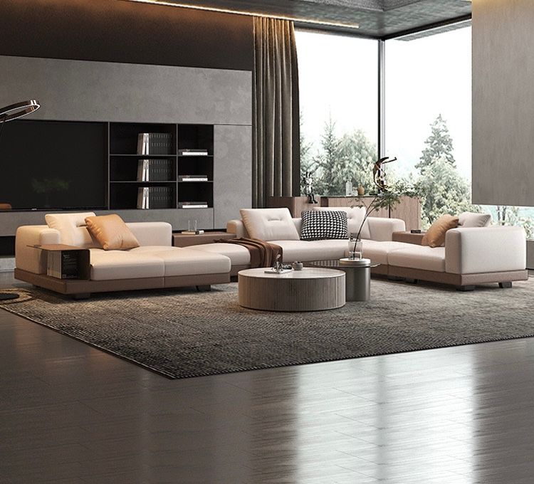 Ghế Sofa góc da bò cao cấp, trắng kem BSF195