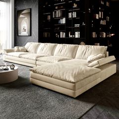 Ghế Sofa góc vải cao cấp , trắng kem BSF194