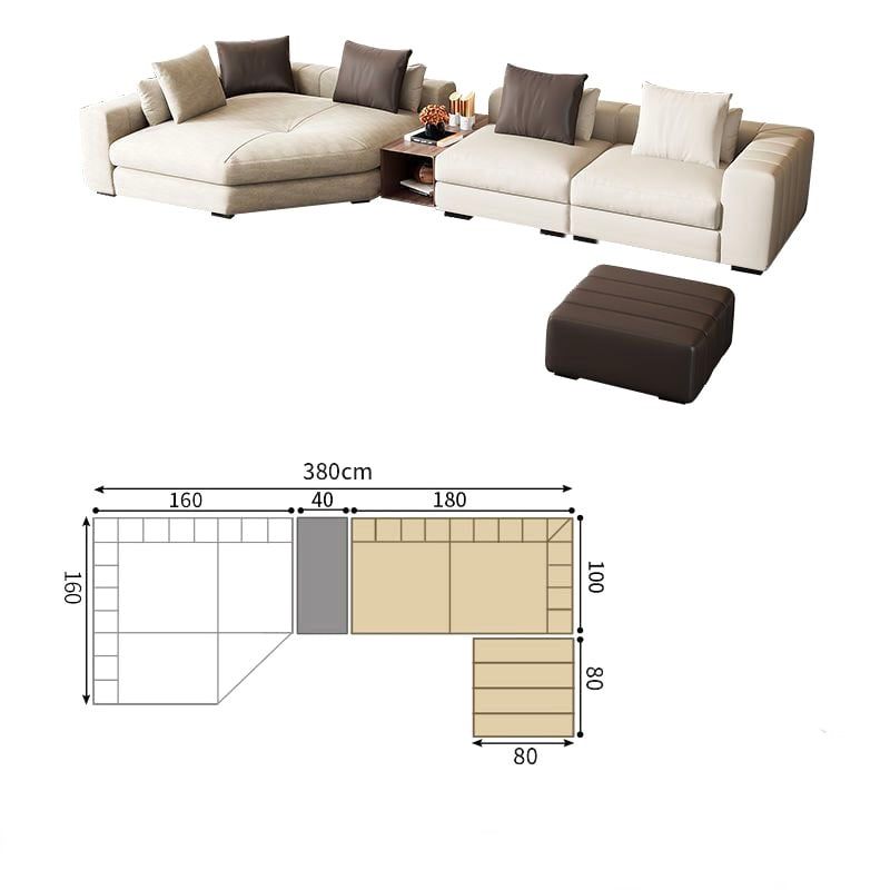 Ghế Sofa góc da bò màu da bò , trắng kem BSF193