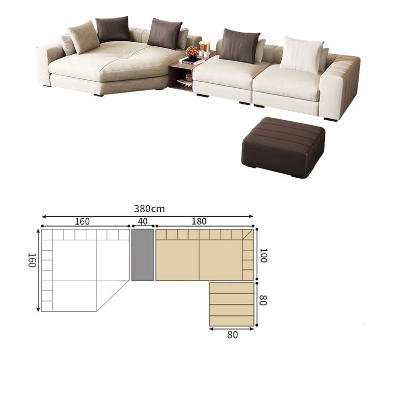  Ghế Sofa góc da bò màu da bò , trắng kem BSF193 