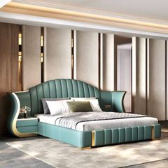 Giường ngủ bọc da bò tiếp xúc GN049