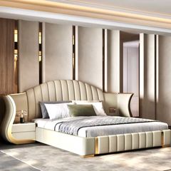 Giường ngủ bọc da bò tiếp xúc GN049