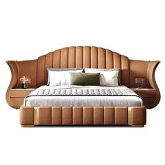 Giường ngủ bọc da bò tiếp xúc GN049