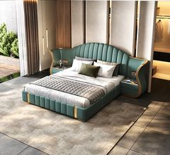 Giường ngủ bọc da bò tiếp xúc GN049