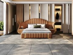 Giường ngủ bọc da bò tiếp xúc GN049