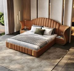 Giường ngủ bọc da bò tiếp xúc GN049