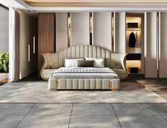 Giường ngủ bọc da bò tiếp xúc GN049