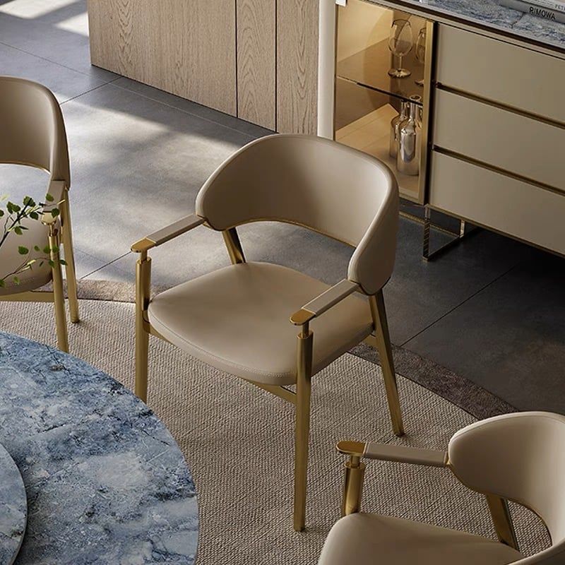 Ghế ăn chân inox vàng, bọc da microfiber GA052