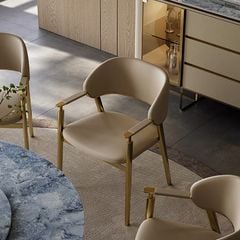 Ghế ăn chân inox vàng, bọc da microfiber GA052