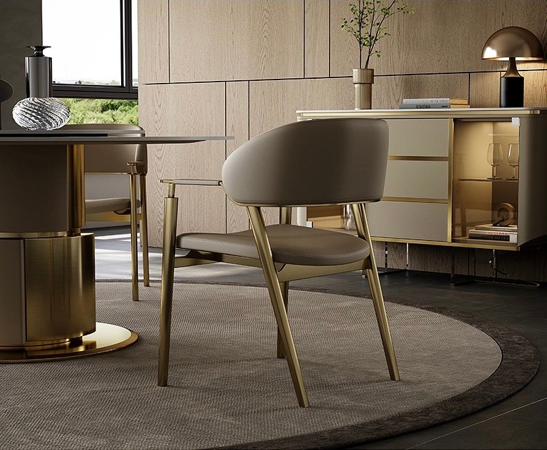 Ghế ăn chân inox vàng, bọc da microfiber GA052