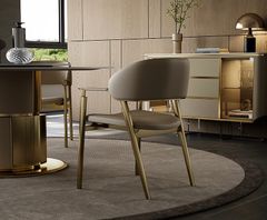 Ghế ăn chân inox vàng, bọc da microfiber GA052