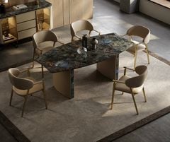 Ghế ăn chân inox vàng, bọc da microfiber GA052