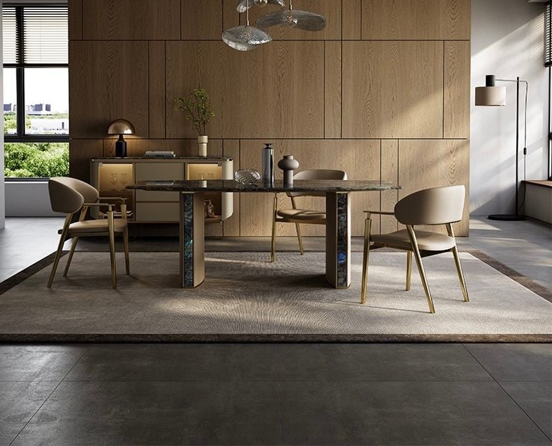 Ghế ăn chân inox vàng, bọc da microfiber GA052