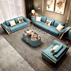 Bộ Sofa da bò màu xanh BSF188