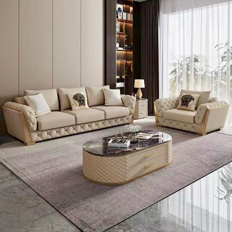 Bộ Sofa da bò màu xanh BSF188