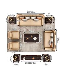 Bộ sofa da bò, gỗ sơn bóng Piano, viền inox mạ titan vàng- BSF205