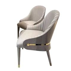 Ghế ăn bọc da Microfiber, chân gỗ, nẹp inox vàng GA052