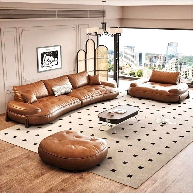 Bộ Sofa da nhập khẩu màu da bò BSF200