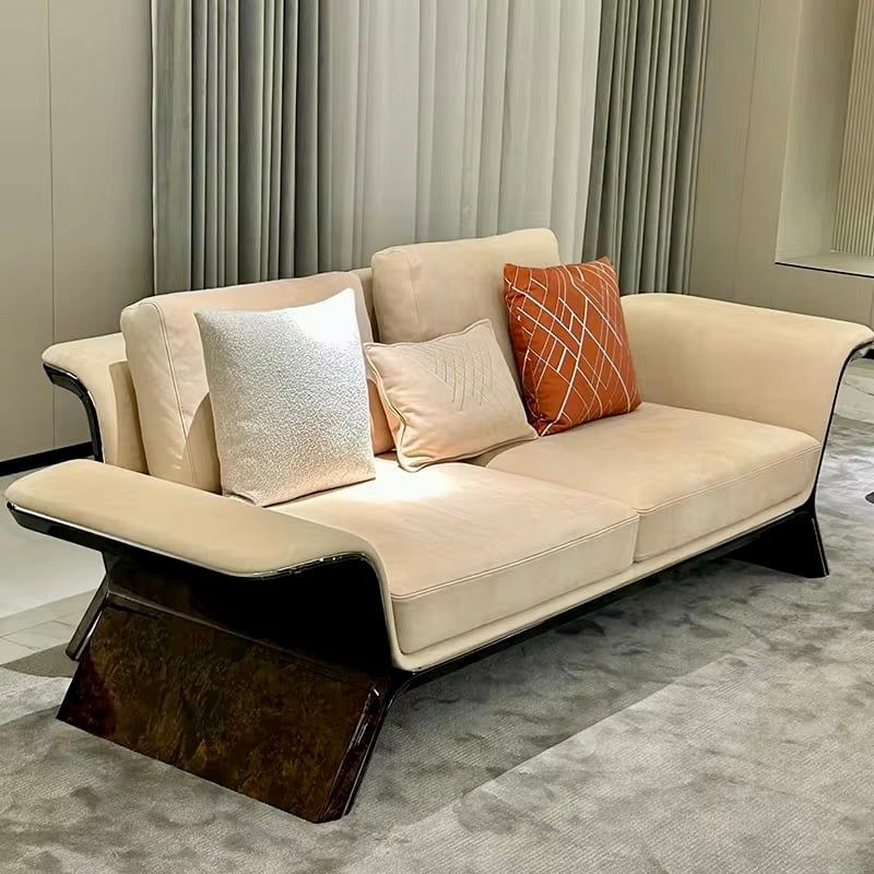 Bộ sofa da bò, gỗ sơn bóng Piano- BSF207