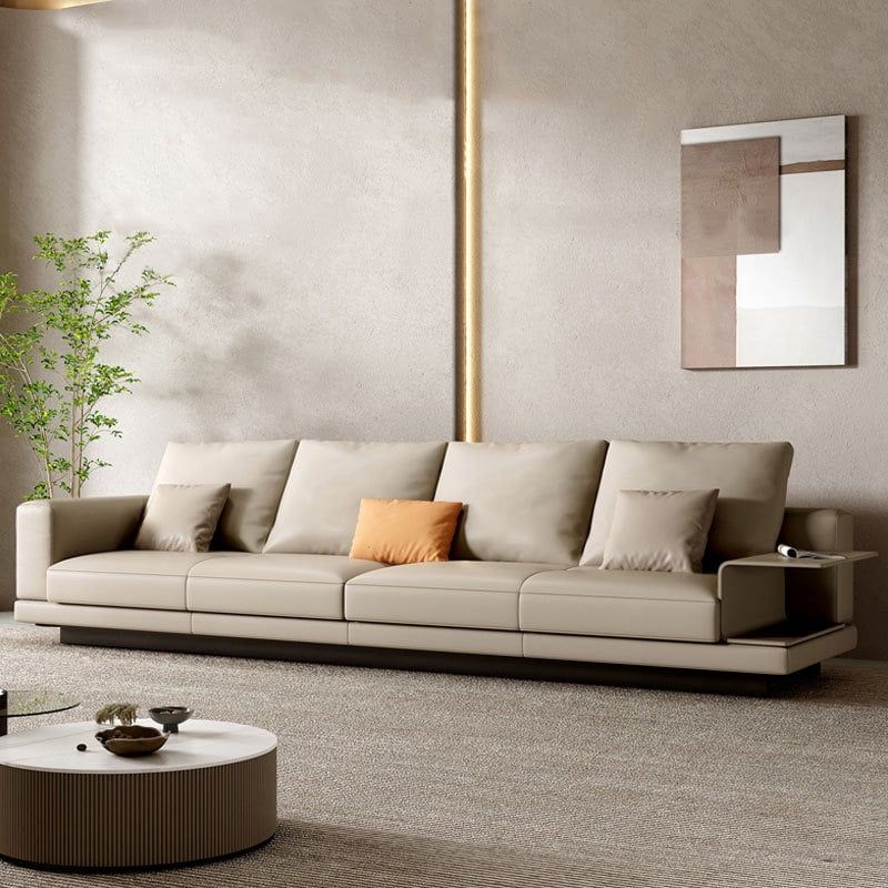 Bộ Sofa da bò cao cấp , màu vàng kem BSF196