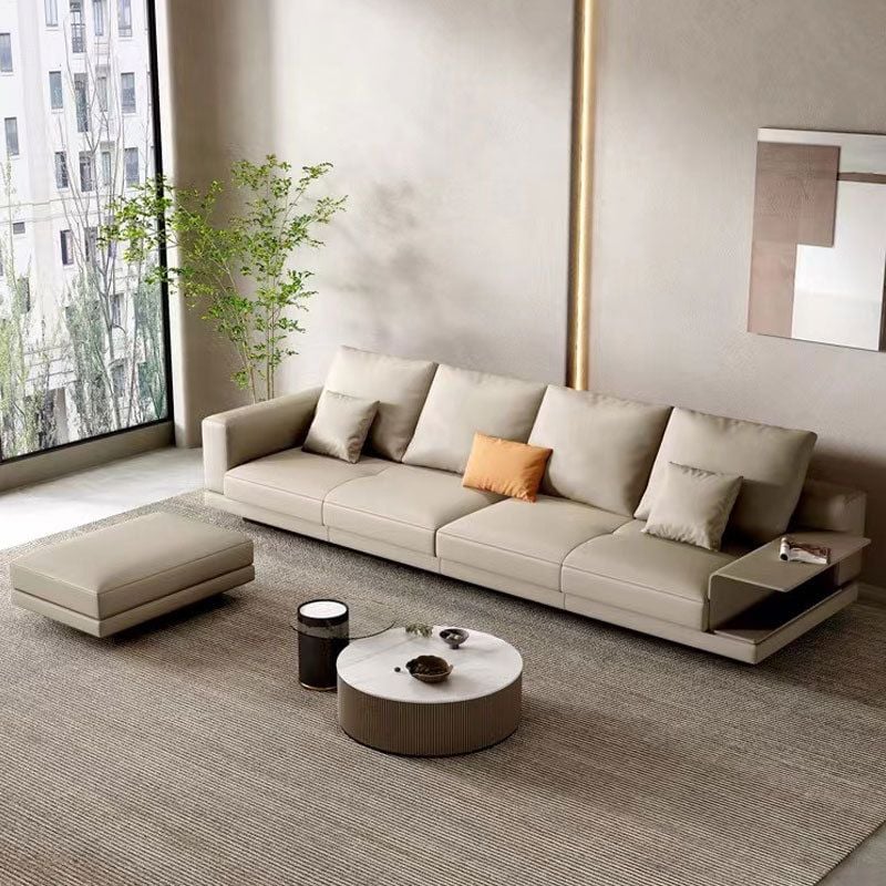 Bộ Sofa da bò cao cấp , màu vàng kem BSF196