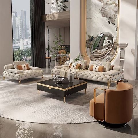 Bộ sofa da bò cao cấp nhập khẩu BSF181