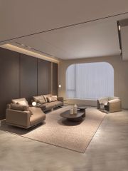 Sofa góc da bò màu trắng xám BSF187