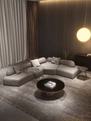 Sofa góc da bò màu trắng xám BSF186