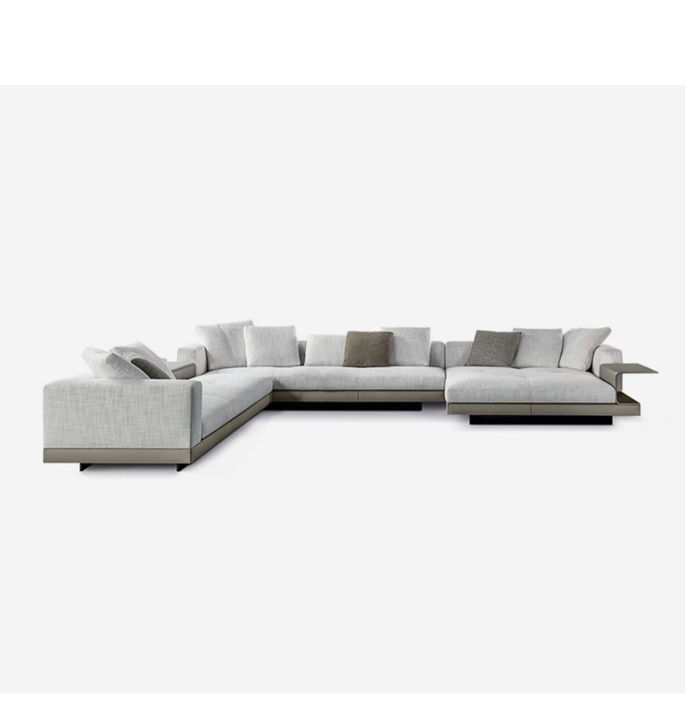 Ghế Sofa góc da bò cao cấp, trắng kem BSF195