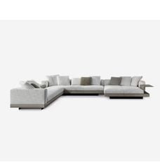 Ghế Sofa góc da bò cao cấp, trắng kem BSF195