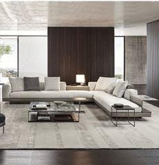 Ghế Sofa góc da bò cao cấp, trắng kem BSF195