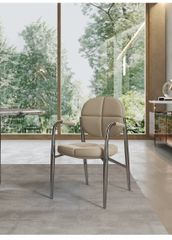 Ghế ăn có tay bọc da Microfiber, chân inox mạ titan GA053