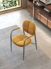 Ghế ăn có tay bọc da Microfiber, chân inox mạ titan GA053