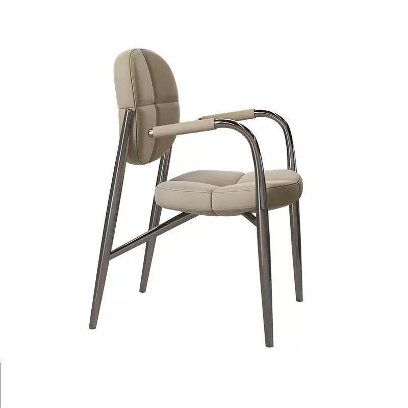 Ghế ăn có tay bọc da Microfiber, chân inox mạ titan GA053