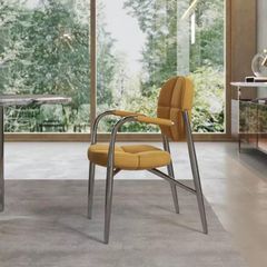 Ghế ăn có tay bọc da Microfiber, chân inox mạ titan GA053