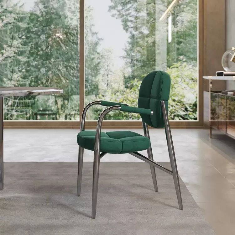 Ghế ăn có tay bọc da Microfiber, chân inox mạ titan GA053