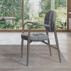 Ghế ăn có tay bọc da Microfiber, chân inox mạ titan GA053