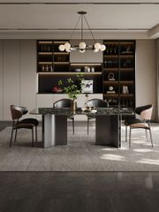 Ghế ăn bọc da Microfiber, chân thép sơn cacbon GA054