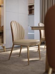 Ghế ăn inox mạ titan vàng bọc da công nghiệp cao cấp GA043