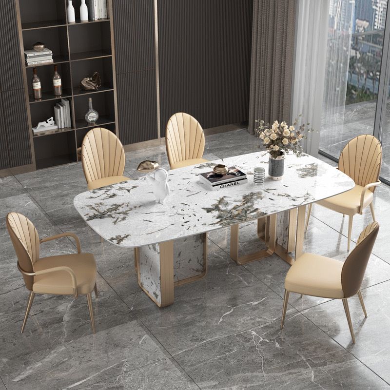 Ghế ăn inox mạ titan vàng bọc da công nghiệp cao cấp GA043