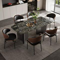 Ghế ăn bọc da Microfiber, chân thép sơn cacbon GA054