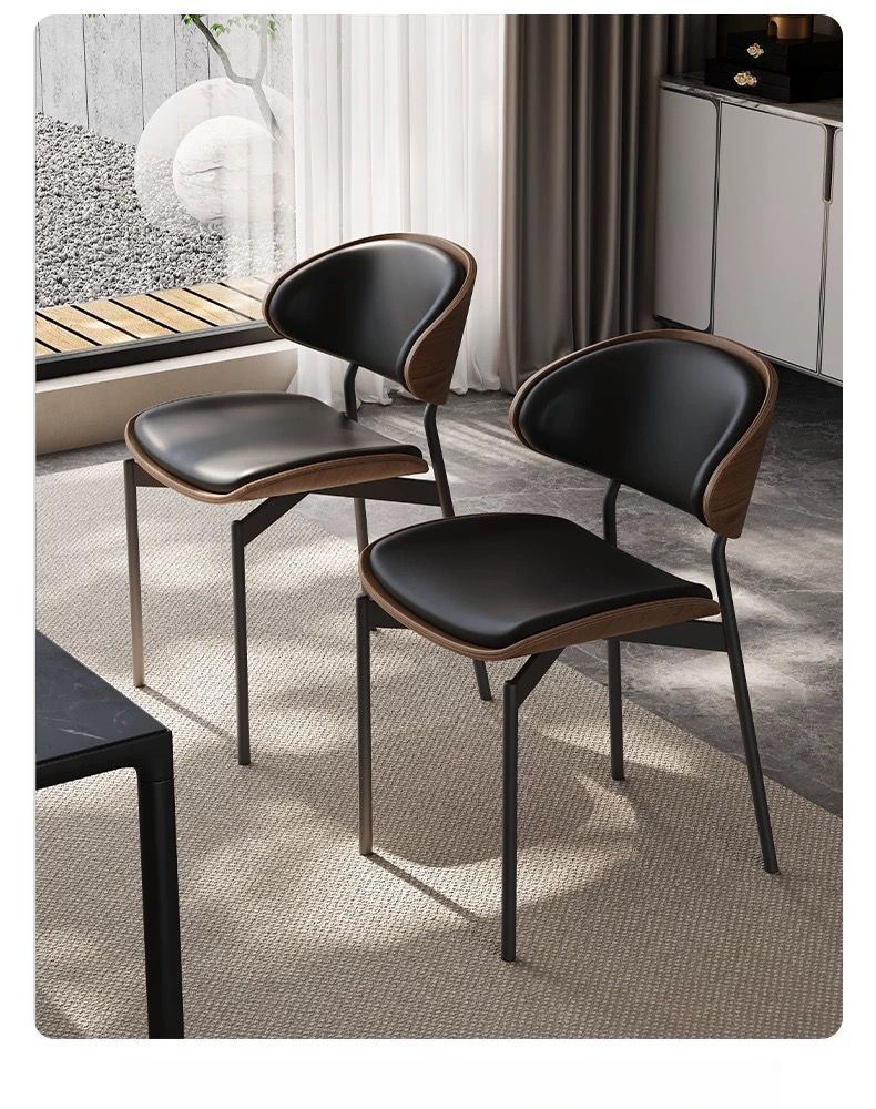 Ghế ăn bọc da Microfiber, chân thép sơn cacbon GA054