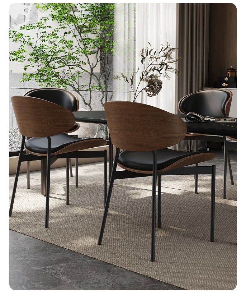 Ghế ăn bọc da Microfiber, chân thép sơn cacbon GA054