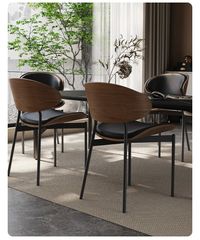 Ghế ăn bọc da Microfiber, chân thép sơn cacbon GA054