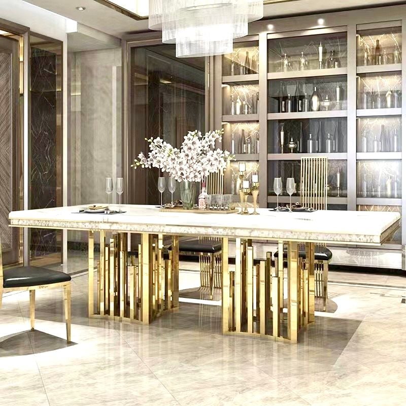 Bàn ăn nhập khẩu mặt đá marble BA0160