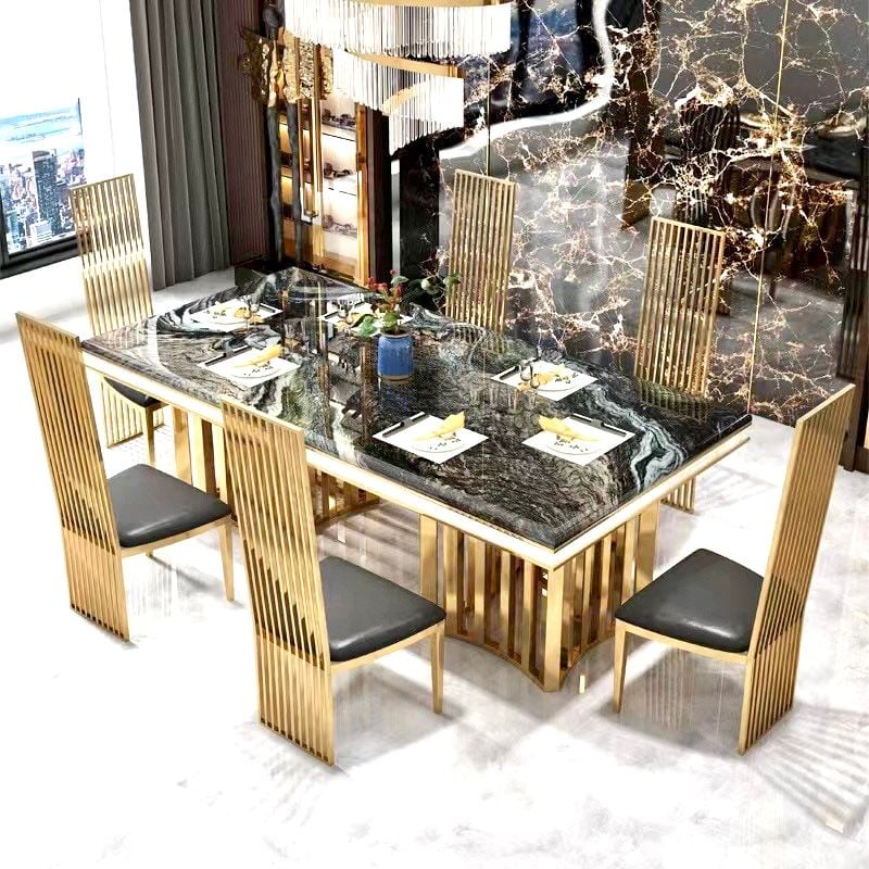 Bàn ăn nhập khẩu mặt đá marble BA0160