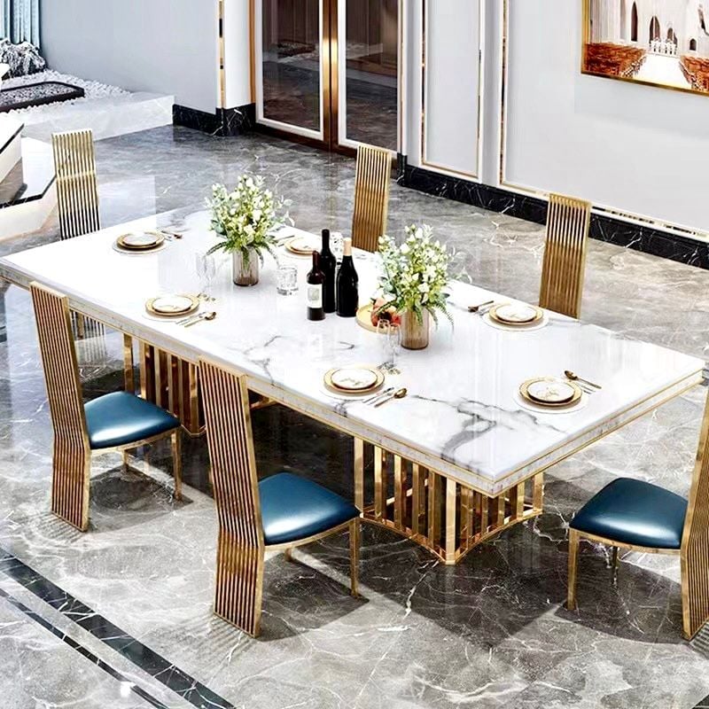 Bàn ăn nhập khẩu mặt đá marble BA0160